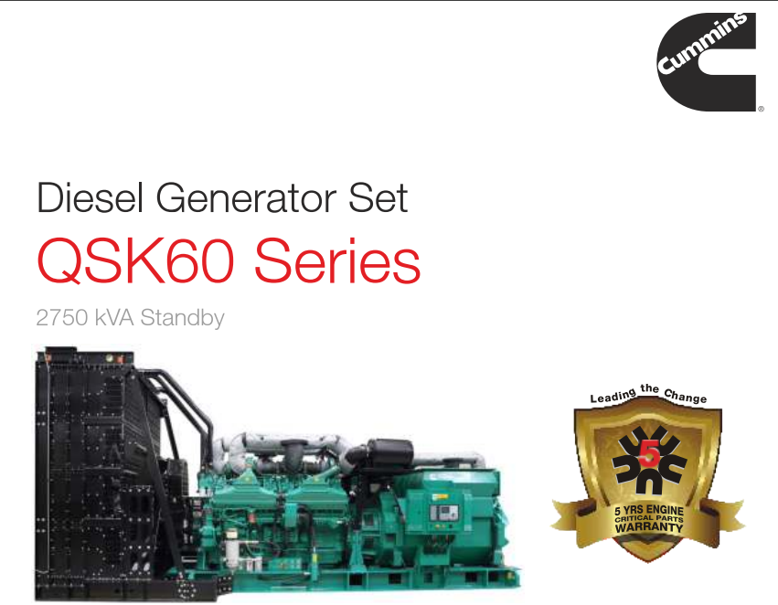 Cummins Powered Generator 1250-3000 kVA+