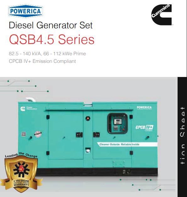 Cummins Powered Generator – 50 kVA to 150 kVA (CPCB 4+)